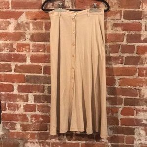 Tan front button ankle length cotton skirt